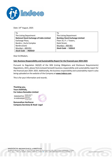 Thumbnail Indoco Remedies
 Sustainability Report 2024-2025