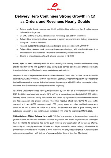 Thumbnail Delivery Hero
 Quarterly Report 2020-q1