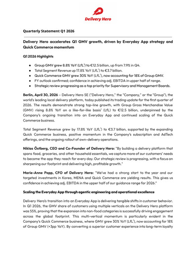 Vorschaubild Delivery Hero
 Quartalsbericht 2026-q1