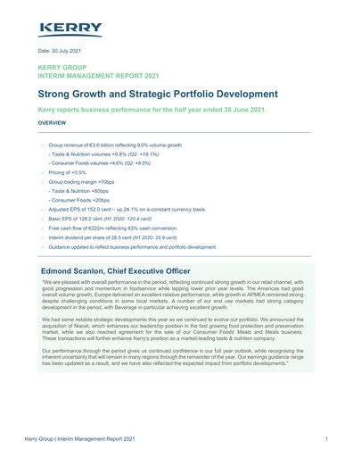 Thumbnail Kerry Group Half-year Report 2021-h1