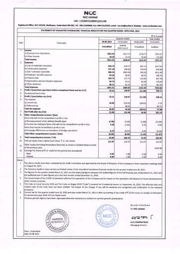 Thumbnail NCC Limited Quarterly Report 2021-q2