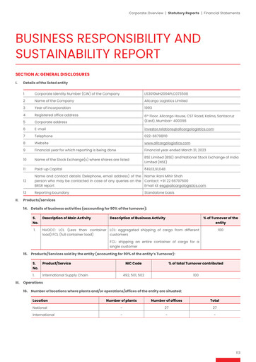 Miniature Allcargo Logistics
 Rapport de durabilité 2022-2023