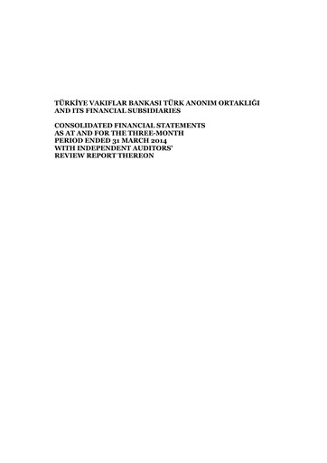 Miniature VakıfBank Rapport trimestriel 2014-q1