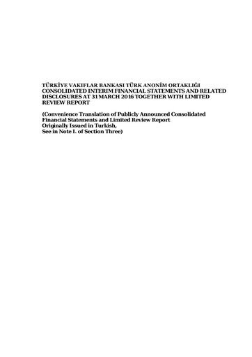 Miniature VakıfBank Rapport trimestriel 2016-q1