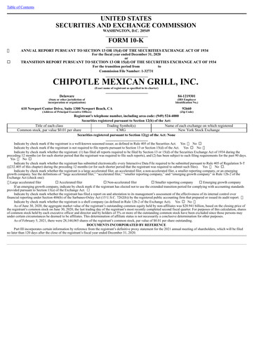 Thumbnail Chipotle Mexican Grill Annual Report 2020