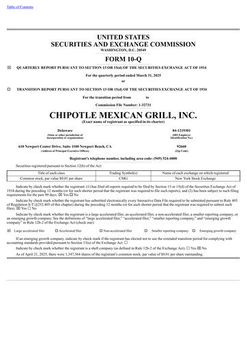 Thumbnail Chipotle Mexican Grill Quarterly Report 2025-q1
