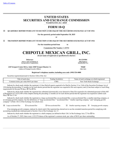 Thumbnail Chipotle Mexican Grill Quarterly Report 2025-q3