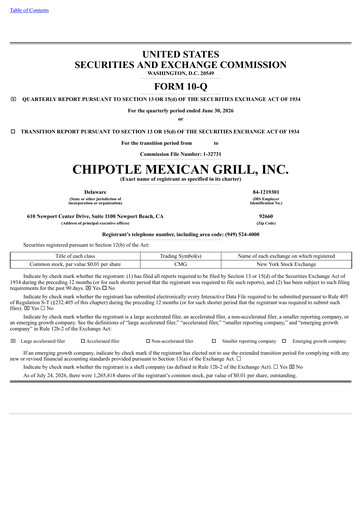 Miniature Chipotle Mexican Grill Rapport trimestriel 2026-q2