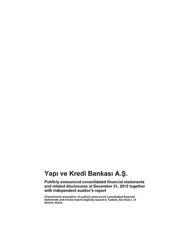 Miniature Yapı Kredi
 Bilan financier 2012