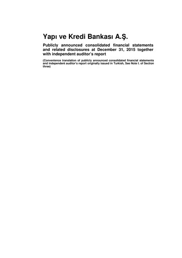 Miniature Yapı Kredi
 Bilan financier 2015