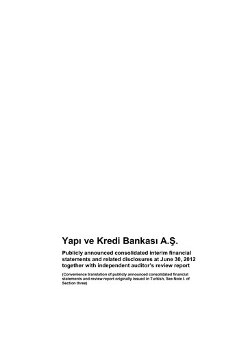 Thumbnail Yapı Kredi
 Half-year Report 2012-h1