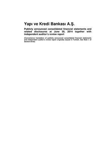 Thumbnail Yapı Kredi
 Half-year Report 2014-h1