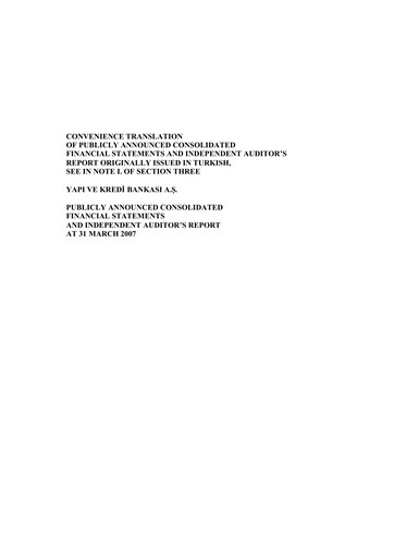 Vorschaubild Yapı Kredi
 Quartalsbericht 2007-q1
