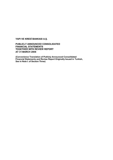 Vorschaubild Yapı Kredi
 Quartalsbericht 2008-q1