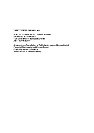 Vorschaubild Yapı Kredi
 Quartalsbericht 2009-q1