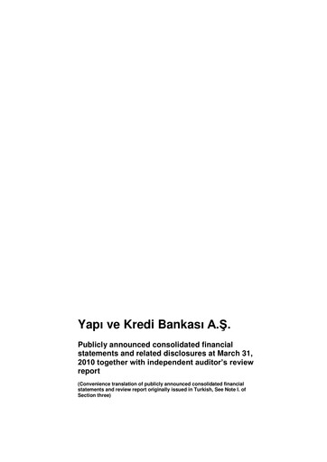 Vorschaubild Yapı Kredi
 Quartalsbericht 2010-q1