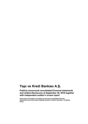 Vorschaubild Yapı Kredi
 Quartalsbericht 2010-q3