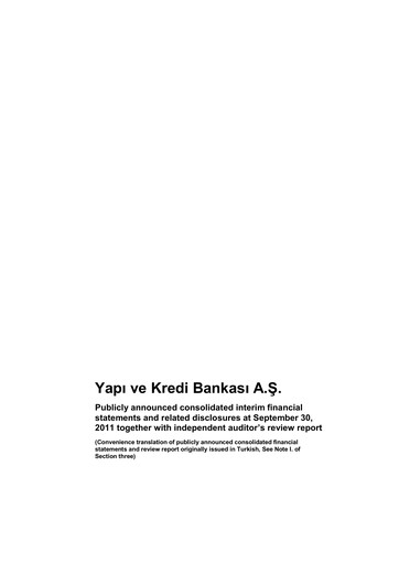 Vorschaubild Yapı Kredi
 Quartalsbericht 2011-q3