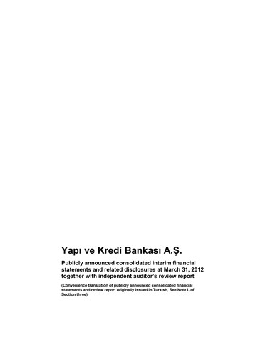 Vorschaubild Yapı Kredi
 Quartalsbericht 2012-q1