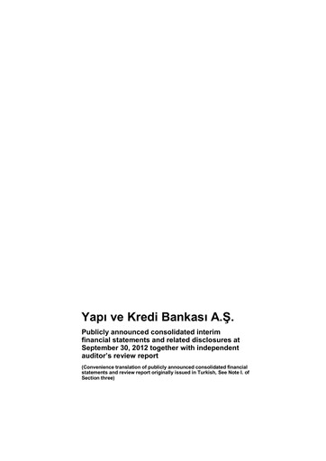 Vorschaubild Yapı Kredi
 Quartalsbericht 2012-q3