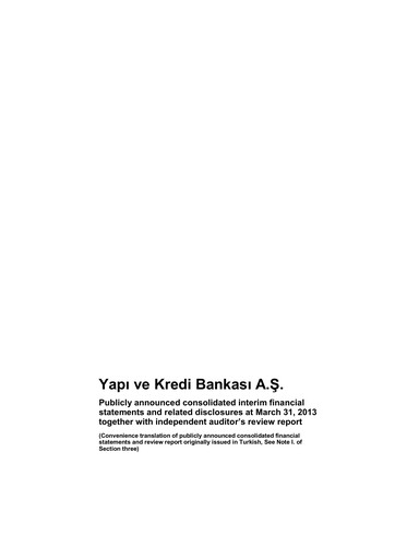 Vorschaubild Yapı Kredi
 Quartalsbericht 2013-q1