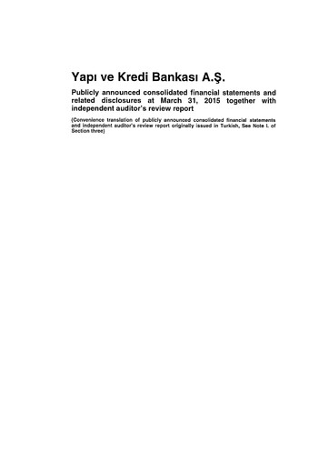 Vorschaubild Yapı Kredi
 Quartalsbericht 2015-q1