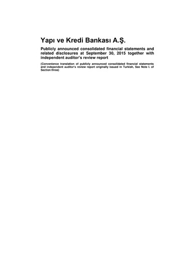 Vorschaubild Yapı Kredi
 Quartalsbericht 2015-q3