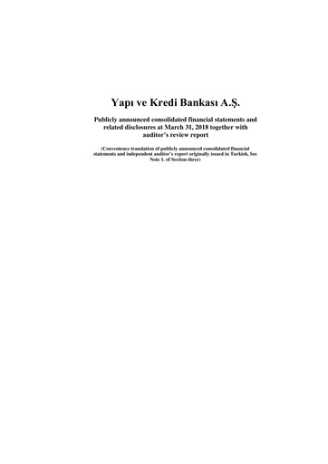 Vorschaubild Yapı Kredi
 Quartalsbericht 2018-q1