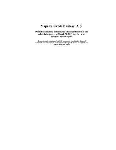 Vorschaubild Yapı Kredi
 Quartalsbericht 2019-q1