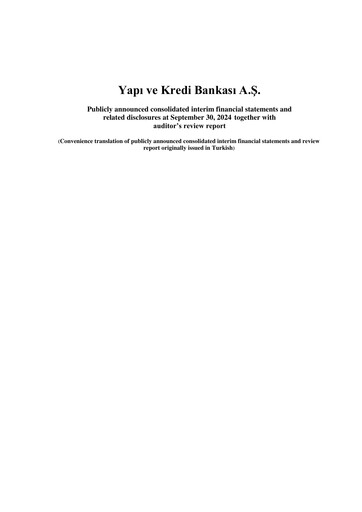 Vorschaubild Yapı Kredi
 Quartalsbericht 2024-q3