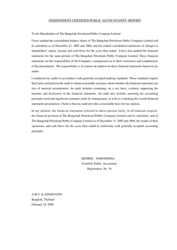 Thumbnail Bangchak Corporation Financial Statement 2005