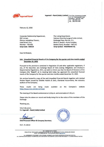 Miniature Ingersoll Rand India Rapport trimestriel 2025-q3