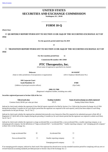 Vorschaubild PTC Therapeutics
 Quartalsbericht 2019-q2