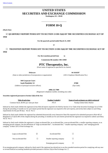 Vorschaubild PTC Therapeutics
 Quartalsbericht 2020-q1