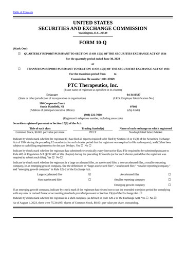 Vorschaubild PTC Therapeutics
 Quartalsbericht 2023-q2