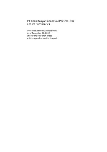 Thumbnail Bank Rakyat Indonesia
 Financial Statement 2016