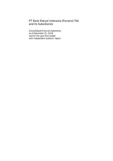 Thumbnail Bank Rakyat Indonesia
 Financial Statement 2019
