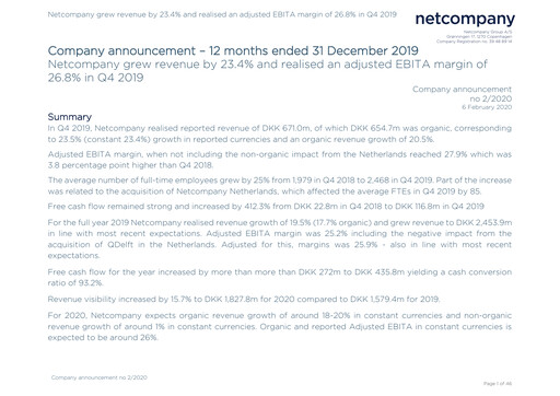 Thumbnail Netcompany Group Financial Statement 2019