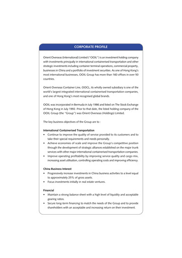 Thumbnail Orient Overseas Container Line Annual Report 1999