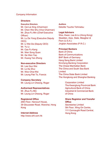 Thumbnail Shanghai Industrial Holdings Limited Annual Report 1998