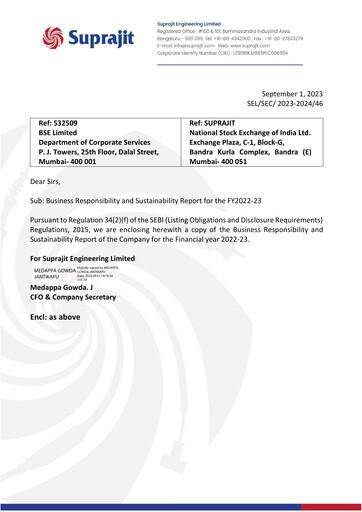 Thumbnail Suprajit Engineering

 ESG Report 2022-2023
