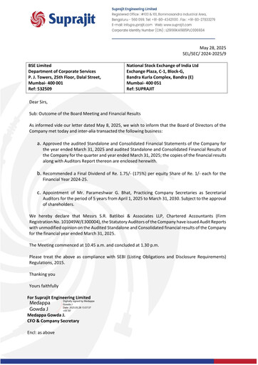 Thumbnail Suprajit Engineering

 Financial Statement 2024-2025