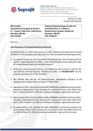 Thumbnail Suprajit Engineering

 Quarterly Report 2024-q3