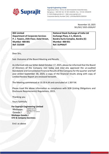 Thumbnail Suprajit Engineering

 Quarterly Report 2025-q2