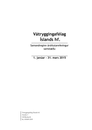 Thumbnail Vátryggingafélag Íslands Quarterly Report 2015-q1