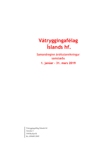 Thumbnail Vátryggingafélag Íslands Quarterly Report 2019-q1