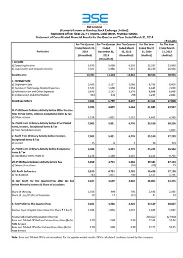 Thumbnail BSE
 Financial Report 2013-2014