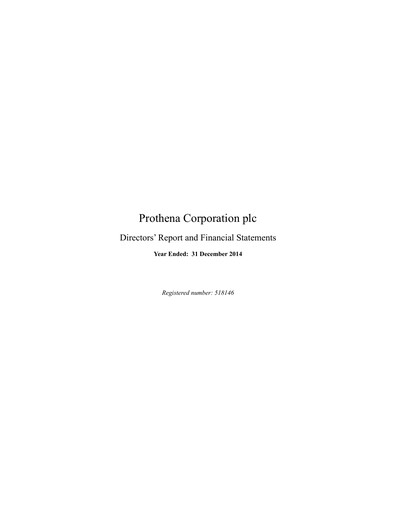 Thumbnail Prothena Financial Statement 2014