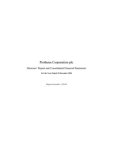 Thumbnail Prothena Financial Statement 2020