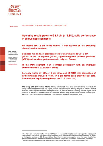 Miniature Generali Bilan financier 2014-9m